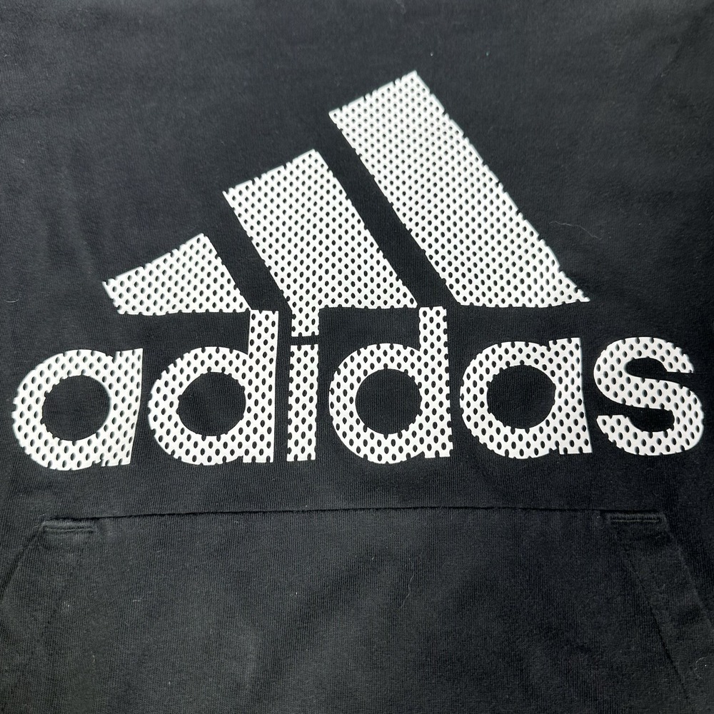 Adidas Sweatshirt Hoodie Shirt Mens XL Black Graphic Print Logo - Picture 4 of 5